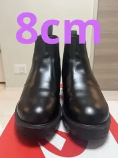 8cm !黒 レザー ブーツ
