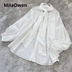 ボウタイブラウス長袖白