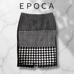 【美品】EPOCA ✨ 幾何学柄タイトスカート ひざ丈 黒 レース 春夏