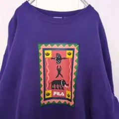 ビンテージ古着　FILA　抽象アート　スウェット　　両面プリント　ビッグロゴ