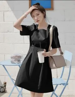 【SHEIN DAZY】シンプルスクエアネックAラインワンピース Ｍサイズ