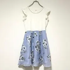n1105【イング】 ドッキングワンピース 花柄 フレア Aライン Mサイズ