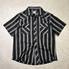 wrangler ラングラー 半袖ウエスタンシャツ ブラック×グレー ストライプのサムネイル