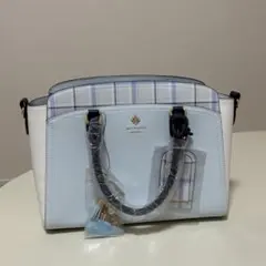 ライトブルー チェック柄 ハンドバッグ