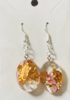 ハンドメイド レジンピアス 金箔入り