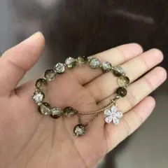 クリスタル花モチーフブレスレット