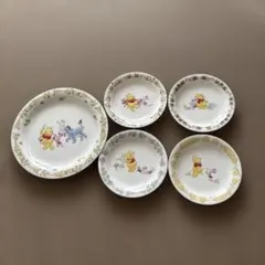 三郷陶器　くまのプーさん　大皿中皿5枚セット　ケーキ皿プレート　sango 花柄のサムネイル