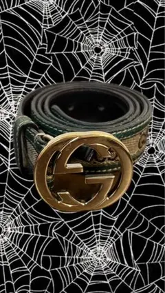 GUCCI GGロゴ　 グッチ　ベルト　ダークグリーン　箱付き