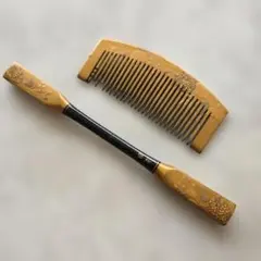アンティーク 櫛 笄 簪 漆塗 彫刻 金蒔絵 在銘 和装 髪飾り 江戸 明治 J