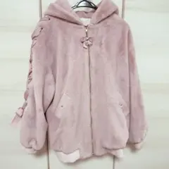 lizlisa うさみみフードファーブルゾン　ピンク