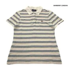 【レディース】BURBERRY LONDON ポロシャツ ボーダー ロゴ刺繍