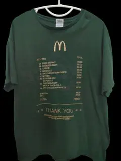 マクドナルド Tシャツ 半袖 レシート ロゴ グリーン 緑 古着 アメカジ 