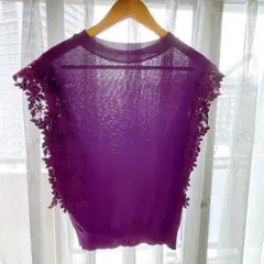 &.NOSTALGIA 袖レース ノースリーブサマーニット