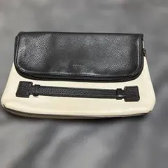 フルラレザー クラッチバッグ 黒白バイカラー