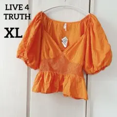 LIVE 4 TRUTH 【XL】オレンジ パフスリーブブラウス　春　夏