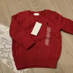Ralph Lauren 赤 ケーブルニット　セーター 24M