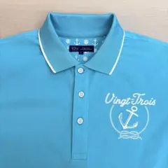【美品】23区GOLF ポロシャツ L ターコイズブルー マリン碇刺繍オンワードのサムネイル