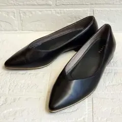 【未使用級✨】RANDA 黒×ゴールド Vカットフラットパンプス 22cm