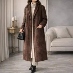 ジュンアシダ［M］大人クラシカル◎高級感◎上質ウール×アルパカ◎ロングコート