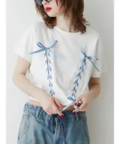jouetie リボン半袖カットソー　tシャツ　Mサイズのサムネイル