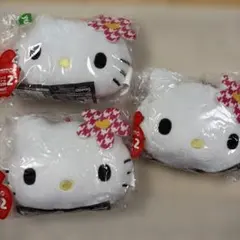 新品　ハッピーくじ　ハローキティ　フェイスチャーム　マスコット　3点　まとめ売り
