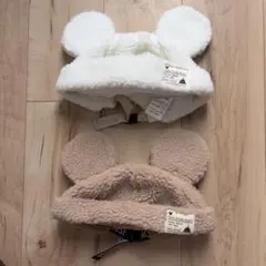 ディズニー ボア キャップ ホワイト　ベージュ　ミッキー　ペア