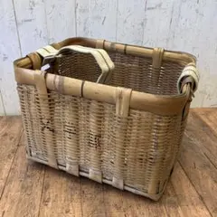 昭和レトロ アンティーク 竹製 竹細工 竹籠 御用籠 竹編み バスケット 古民具