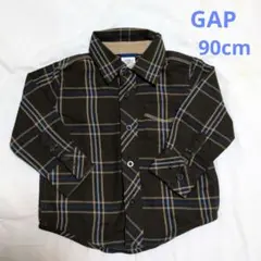 GAP 長袖シャツ 90cm ダークブラウン チェック