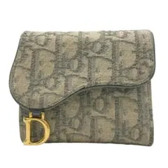 クリスチャンディオール 折り財布 オブリーク サドル トロッター グレー 金