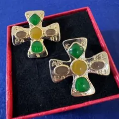 ヴィンテージ デザイン　アクセサリー　ピアス　イヤリング　ゴールド　カラフル