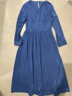 N. ナチュラルビューティーベーシック　ブルーフレアワンピース ウエスト切り替え