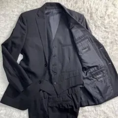 美品✨ バーバリーブラックレーベル スーツ 3ピース 背抜き 灰色 ストライプ