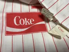 Coke赤ロゴ ビンテージ コカ・コーラシーツ ピンストライプ リメイク用