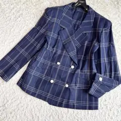 極美品✨️BURBERRY チェック 金 シェルボタン ダブル ジャケット L