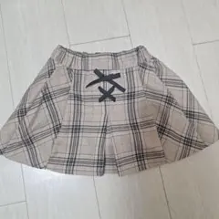 美品 120cm チェック柄スカート インナーパンツ付き