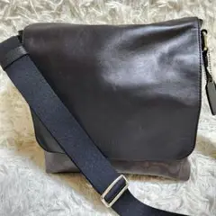 【新品級】コーチ ショルダーバッグ チャールズ レザー キャンバス 茶 男女
