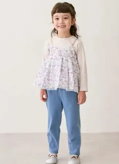 petit main 100cm テーパードパンツ スマイルシリーズ リボン