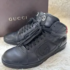 ✨GUCCI ハイカットスニーカー GGインターロッキング　レザー　ブラック