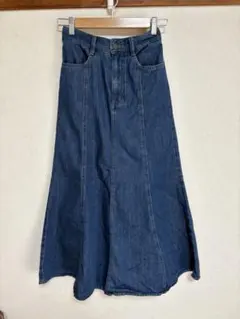 GU デニムロングスカート Sサイズ インディゴブルー
