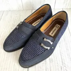 【極美品】GHERARDINI 本革 スエードローファー6.5ネイビー イタリア