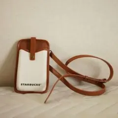 スターバックス スマホショルダーバッグ ホワイト/ブラウン