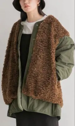 リバーシブルブルゾンとボアベストセット