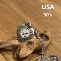 US仕入れ40's〜50's ヴィンテージチャーム　ネックレス　iloveyou