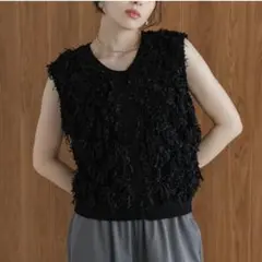 BouJeloud ジャガードフリンジニットベスト