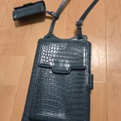 美品 nordfiume ノードフューメ お財布ポシェット 黒 日本製 ワニ革 