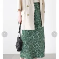 ehka sopo 花柄ナローロングスカート グリーン