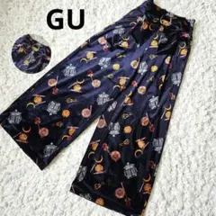 【GU】セーラームーン コラボ ベロアパンツ ネイビー M