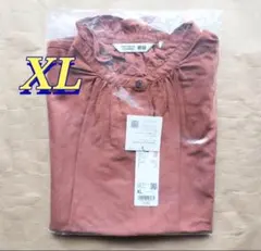 ユニクロ　コトニエ　リネンブレンドフリルブラウス　オレンジ　XL　2025春夏のサムネイル