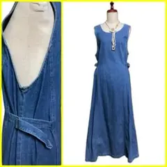 【1990s vintage】古着レトロデニムノースリーブロングワンピース