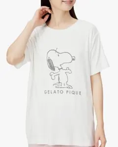 新品未使用　ジェラートピケ　スヌーピ　プリントTシャツ　オフホワイト